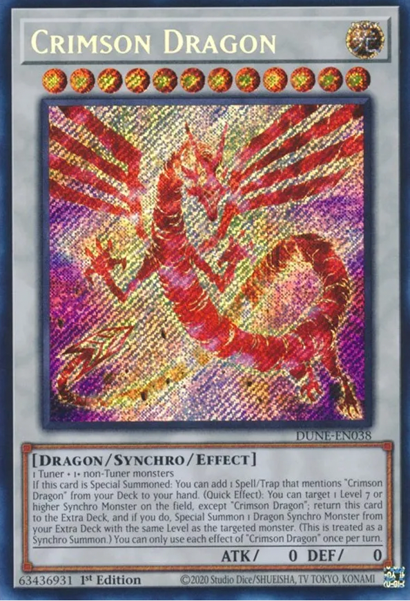 Crimson Dragon - DUNE-EN038 - Quarter Century Secret Rare - 1st
