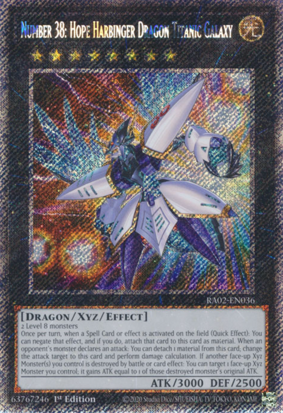 Number 38: Hope Harbinger Dragon Titanic Galaxy - RA02-EN036 - Platinum Secret Rare 1st Edition