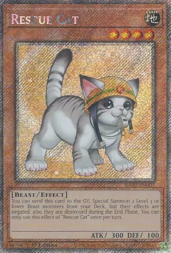 Rescue Cat (Alt. Art) - RA02-EN001 - Platinum Secret Rare 1st Edition