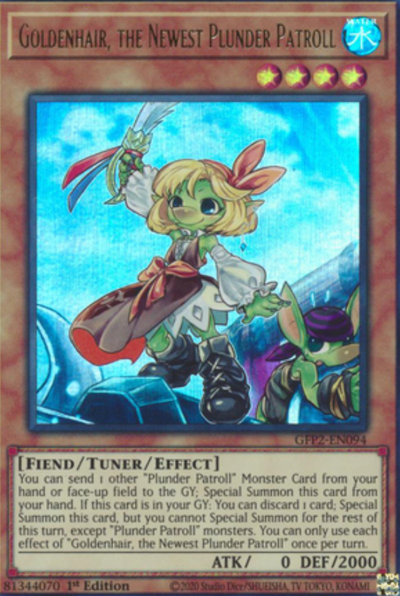 Goldenhair, the Newest Plunder Patroll - GFP2-EN094 - Ultra Rare 1st Edition