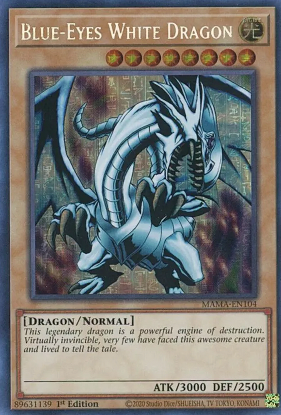 Blue-Eyes White Dragon - MAMA-EN104 - Secret Pharaoh's Rare 1st Edition