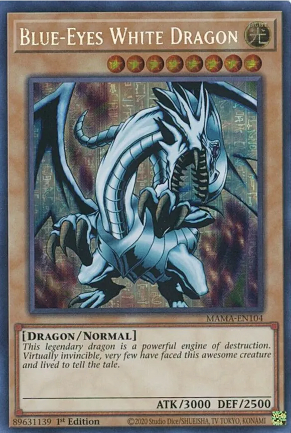 Blue-Eyes White Dragon - MAMA-EN104 - Secret Pharaoh's Rare 1st Edition