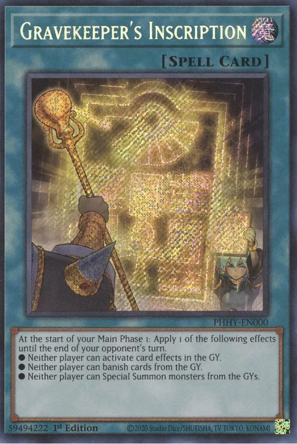 Gravekeeper's Inscription - PHHY-EN000 - Secret Rare 1st Edition